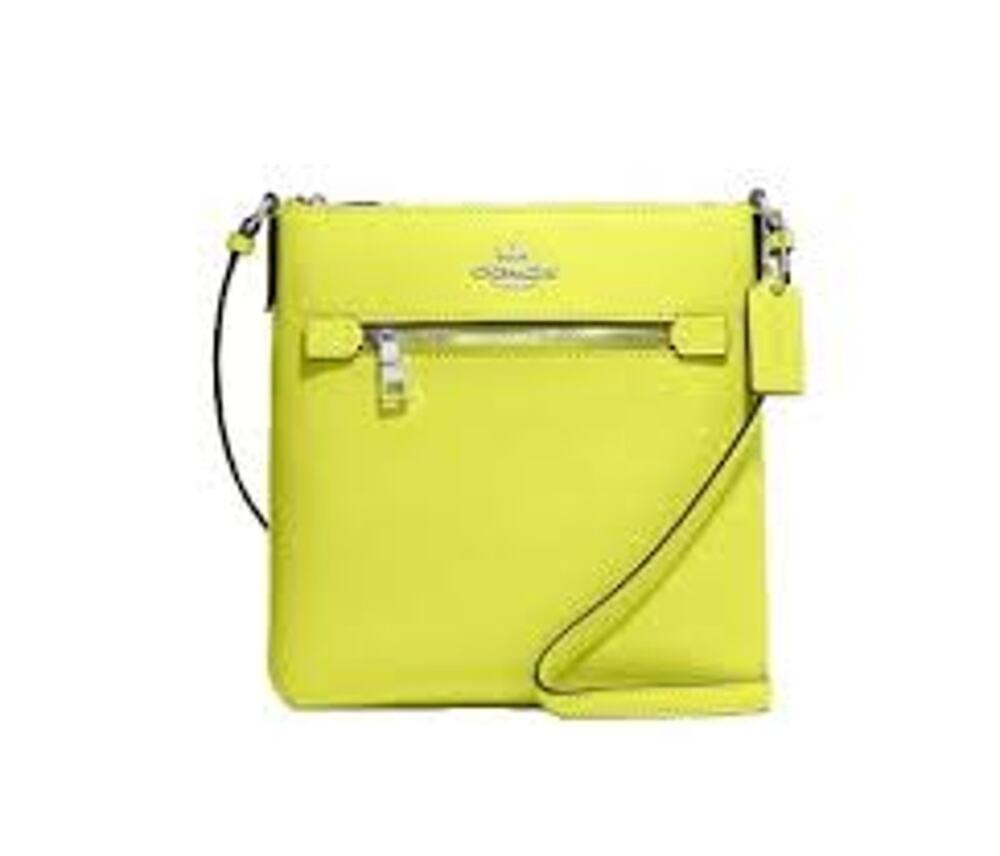 Coach Mini Rowan File Bag Yellow Crossgrain Leather Crossbody Purse